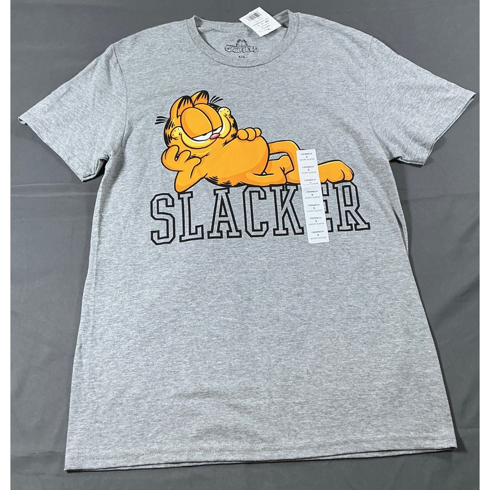 Garfield Slacker Graphic T-Shirt Mens Small Heather Gray Short Sleeve New